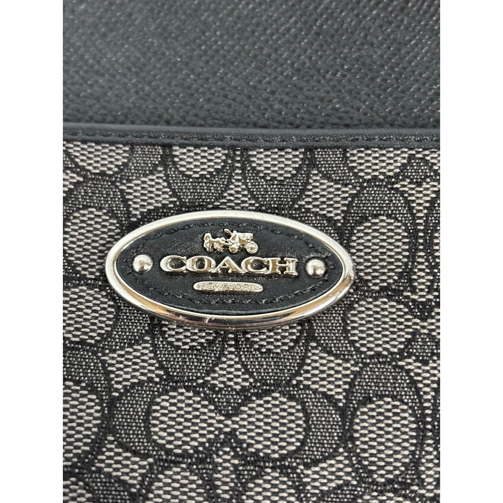 Coach Signature Jacquard Crossbody Bag Grey Black Leather F1432 52576‎ Messenger - Picture 3 of 7